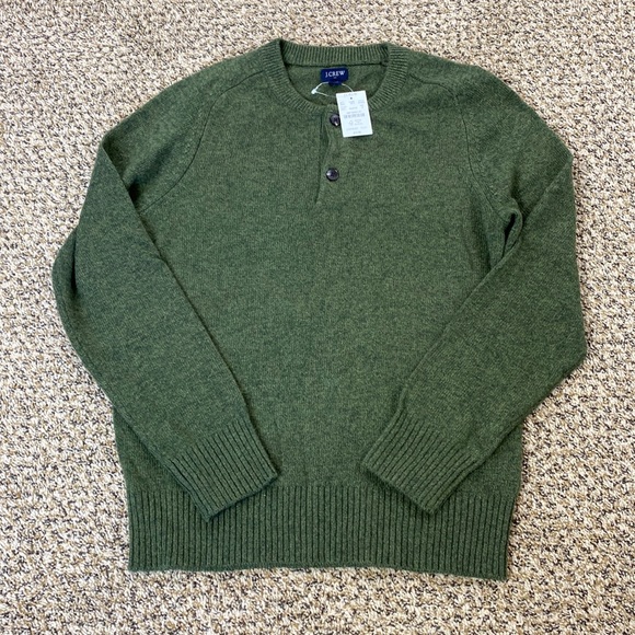 NWT J.Crew Factory Men's Lambswool-Blend Henley Sweater - Picture 5 of 9